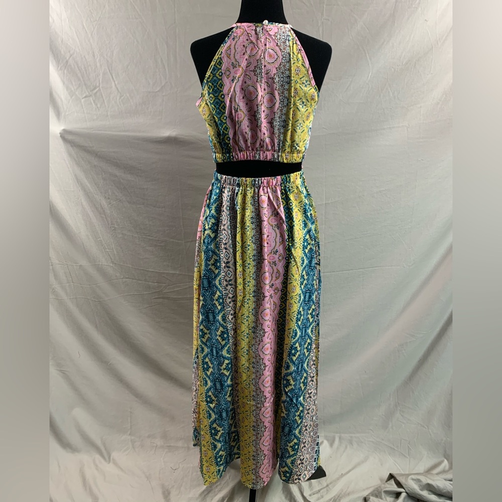 Boho Tribal Print Halter Cut Out Dress - Picture 9 of 10
